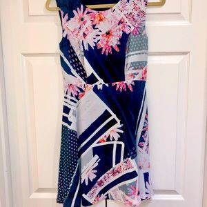 French Connection Navy Pink Floral Dress
